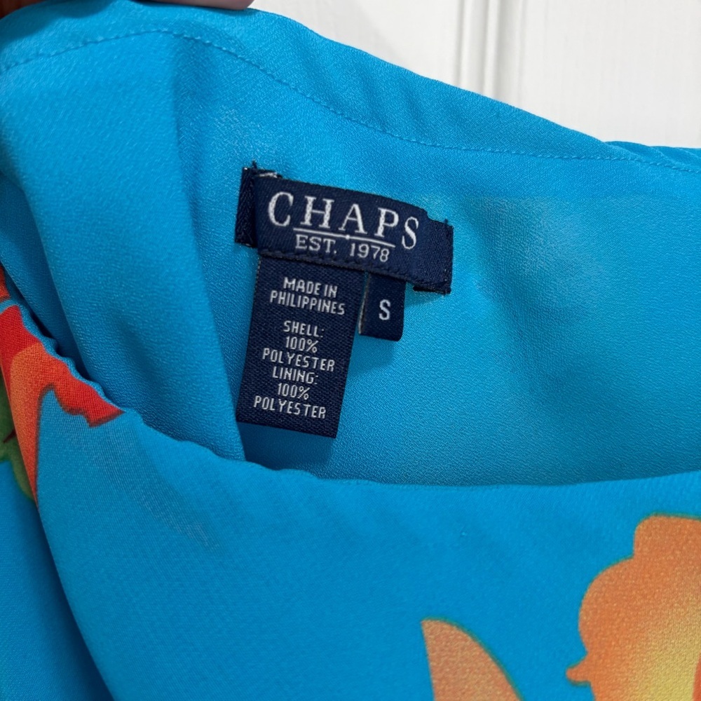 Chaps Vibrant Blue Tropical Ruffle midi Skirt Sz small - Picture 3 of 10
